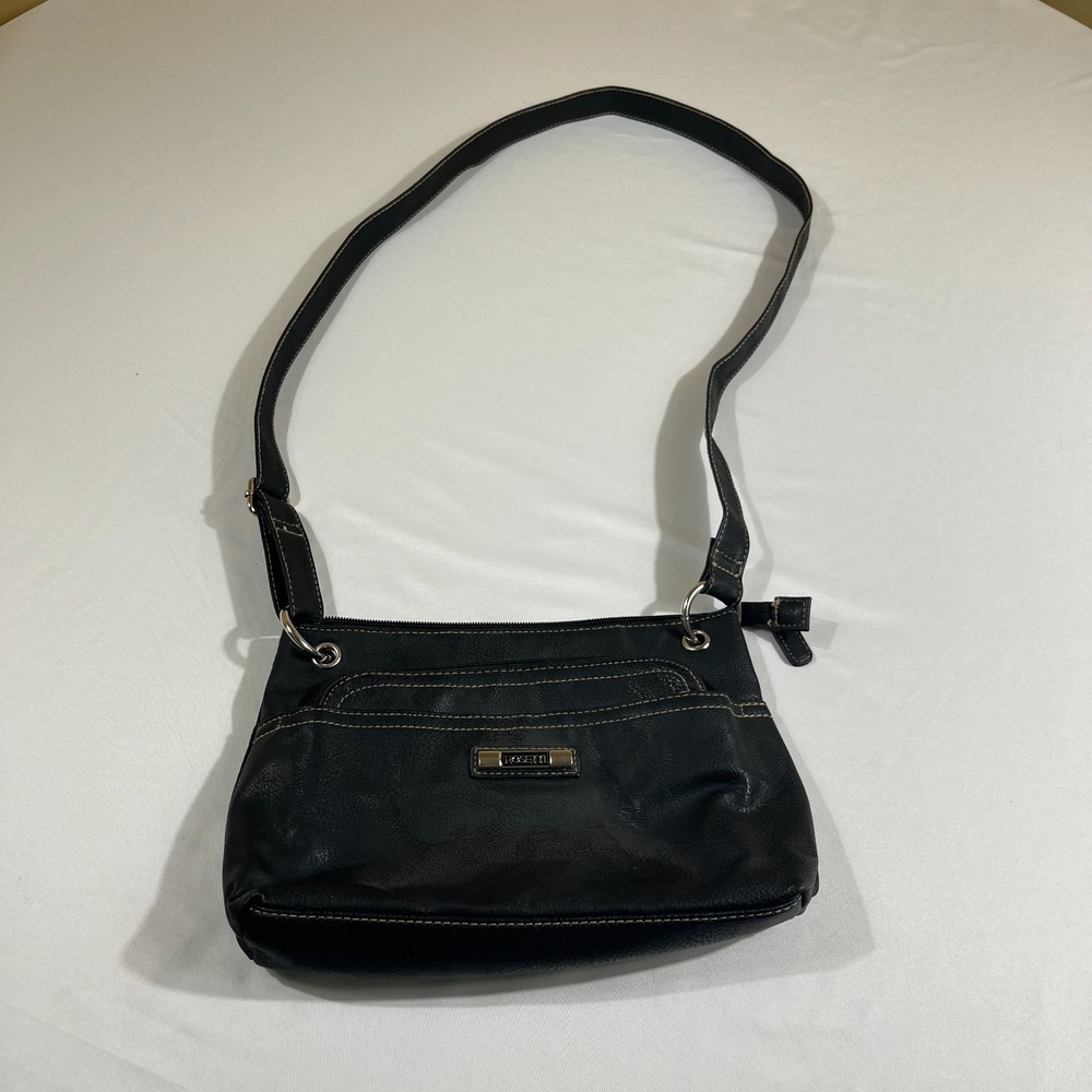 Rosetti Black Crossbody Bag Shoulder Purse‎ Faux Leather Adjustable Strap